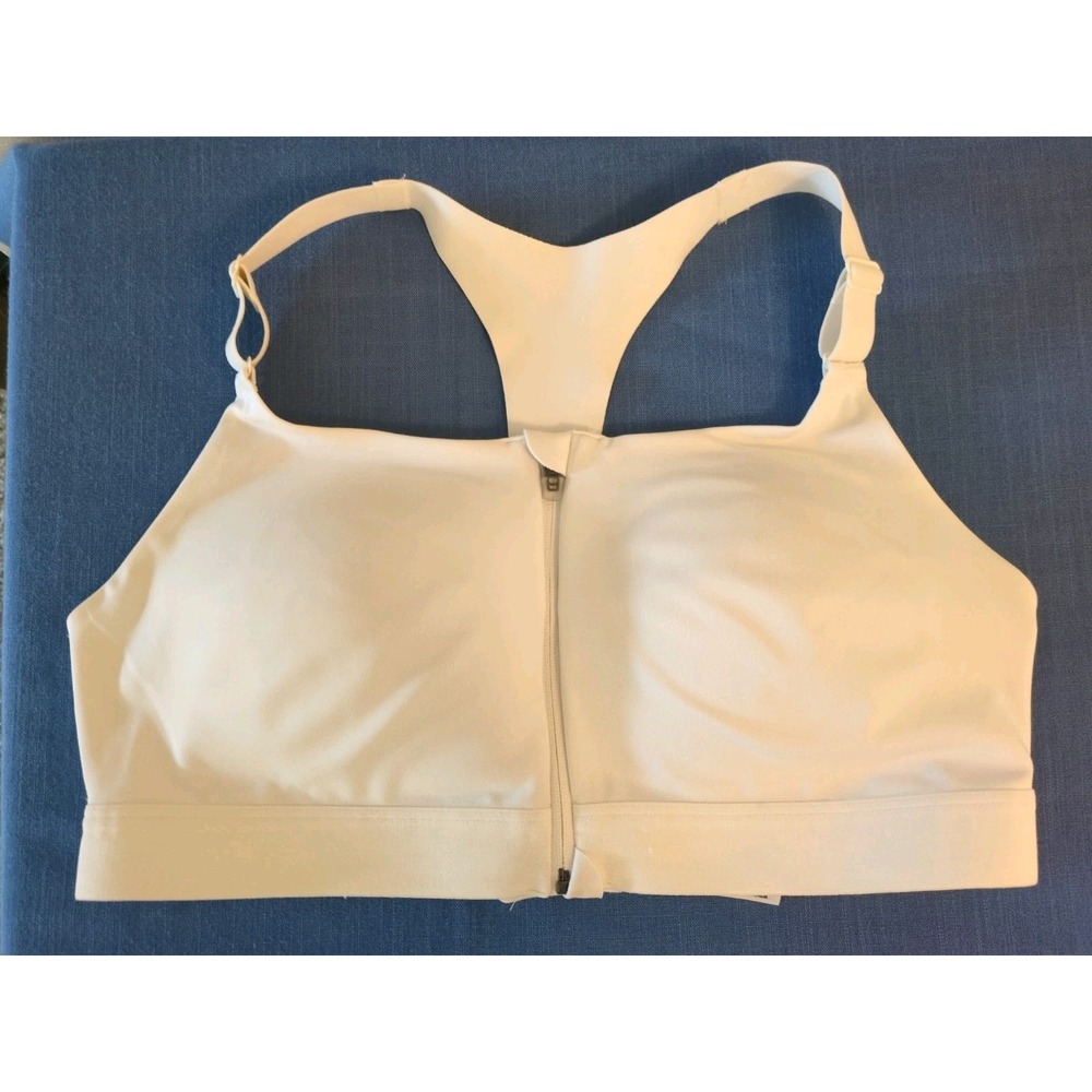 All In Motion Women's White  Wireless Zip Front  Athletic Sport Bra Size 34C